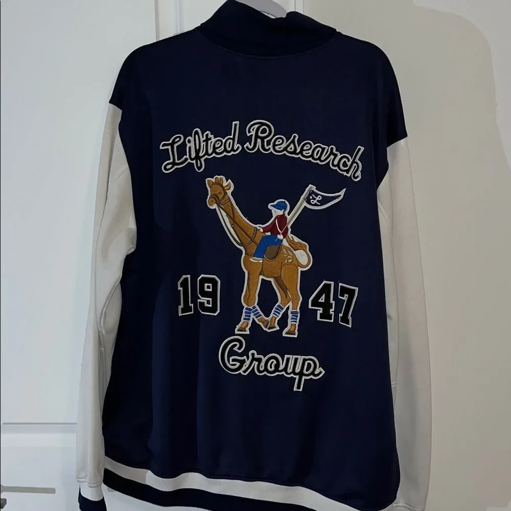 LRG Lifted Research Group Retro BIG LOGO Giraffe Track Full Zipper Jacket Blue